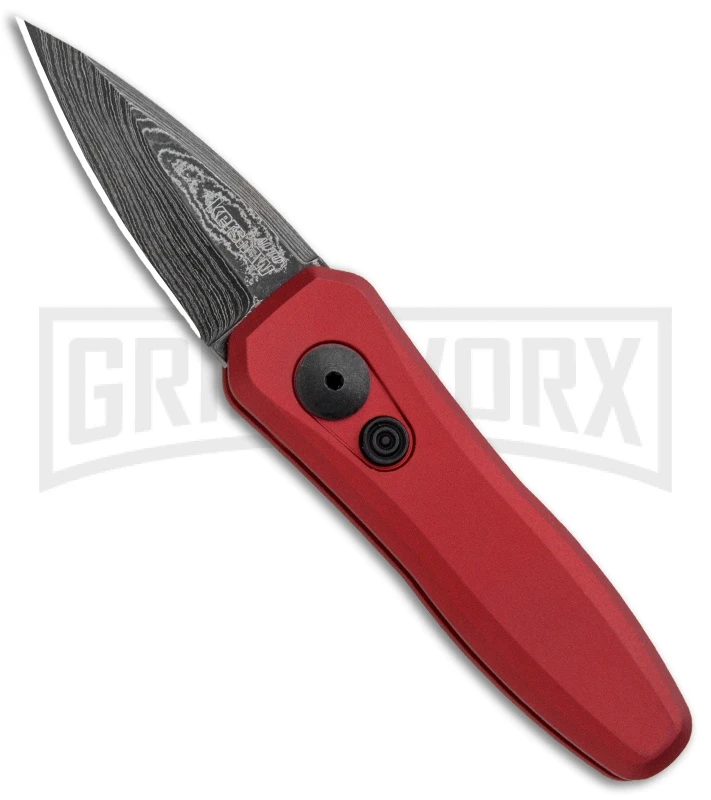 Kershaw Launch 4 Red Automatic Knife CA Legal - Damascus Plain 3 Kershaw Launch 4 Red Automatic Knife CA Legal - Damascus Plain
