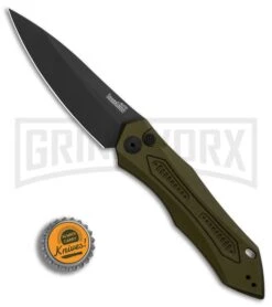 Kershaw Launch 6 OD Green Automatic Knife - Black Plain -Best Knife Shop Kershaw Launch 6 Olive Black BHQ 89519 er bottlecap large