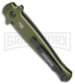 Kershaw Launch 8 Stiletto Automatic Knife Green/CF (3.5" Black) -Best Knife Shop Kershaw Launch 8 Stiletto Auto Green CF Black KER7150OLBLK BHQ 109602 jr side large