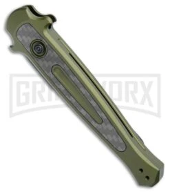 Kershaw Launch 8 Stiletto Automatic Knife Green/CF (3.5" Black) -Best Knife Shop Kershaw Launch 8 Stiletto Auto Green CF Black KER7150OLBLK BHQ 109602 jr spine large