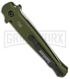 Kershaw Launch 8 Stiletto Automatic Knife Green/CF (3.5" Stonewash) -Best Knife Shop Kershaw Launch 8 Stiletto Auto Green CF SW KER7150OLSW BHQ 105833 jr side large