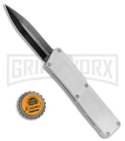 Lightning White D/A OTF Automatic Knife - Dagger Black Plain -Best Knife Shop Lightning White DA OTF Dagger Black Plain BP 22657 jr bottlecap large