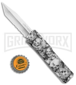 Lightning White Zombie D/A OTF Automatic Knife - Tanto Satin Serrated 9 Lightning White Zombie D/A OTF Automatic Knife - Tanto Satin Serrated -Best Knife Shop Lightning Zombie DA DP OTF Auto Tanto Satin Serr GX 33351 jr bottlecap large