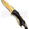 M-Tech Ballistic Black/Gold Spring Assisted Knife - Gold Serr -Best Knife Shop M Tech Ballistic SA Black Gold Gold BP 23364 jr large