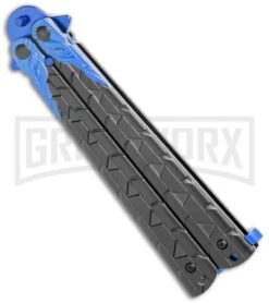 M-Tech Snake Eye Balisong Butterfly Trainer - Black / Blue -Best Knife Shop M Tech Snake Eye Balisong Butterfly Trainer Black Blue BUTT PK 1157BL GX 36724 jr side large