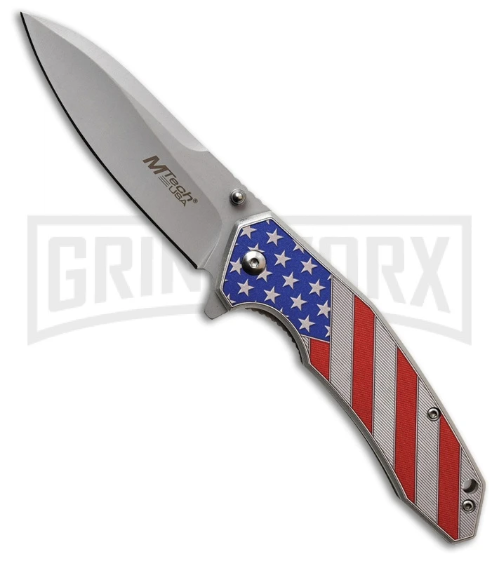 M-Tech USA Country Strong American Flag Spring Assisted Knife- Satin Plain 3 M-Tech USA Country Strong American Flag Spring Assisted Knife- Satin Plain
