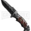M-Tech USMC Crasher Gray Spring Assisted Knife - Black Stonewash Serr -Best Knife Shop M Tech USMC Crasher Gray SA Black SW Serr BP 28572 jr large