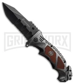 M-Tech USMC Crasher Gray Spring Assisted Knife - Black Stonewash Serr