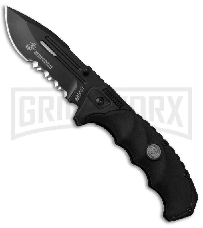 M-Tech Warden Black Spring Assisted Knife - Black Serr 3 M-Tech Warden Black Spring Assisted Knife - Black Serr
