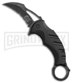 M-Tech Xtreme Ballistic Hawkeye Black Spring Assisted Knife - Black SW Serr