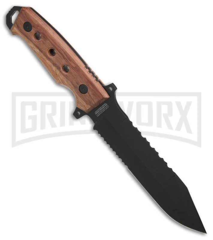 M-Tech Xtreme Stingray Wood Fixed Blade Knife - Black Serr 4 M-Tech Xtreme Stingray Wood Fixed Blade Knife - Black Serr - Image 2