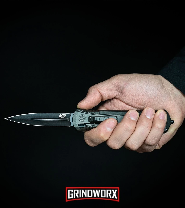 Smith & Wesson Spring Assisted Finger Actuator Tanto OTF Knife - Black Plain 8 Smith & Wesson Spring Assisted Finger Actuator Tanto OTF Knife - Black Plain - Image 6