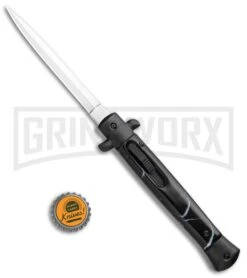 Mago 11" Black Marble Italian Stiletto OTF Automatic Knife - Dagger 11 Mago 11" Black Marble Italian Stiletto OTF Automatic Knife - Dagger -Best Knife Shop Mago 11in Black Marble Italian Stiletto OTF Dagger GX 35190 jr bottlecap large