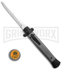 Mago 11" Carbon Fiber Italian Stiletto OTF Automatic Knife - Bayo -Best Knife Shop Mago 9in Carbon Fiber Italian Stilleto OTF Automatic Knife Bayo GX 38807 td size large