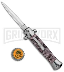 Mago 9" Diamondback Italian Stiletto OTF Automatic Knife - Satin Plain 11 Mago 9" Diamondback Italian Stiletto OTF Automatic Knife - Satin Plain -Best Knife Shop Mago 9in Sidewinder Stiletto Italian Dagger OTF Auto Satin GX 37055 jr bottlecap large
