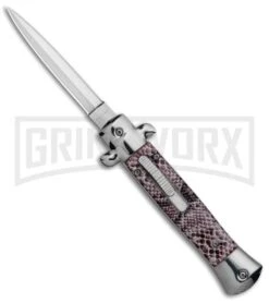 Mago 9" Diamondback Italian Stiletto OTF Automatic Knife - Satin Plain