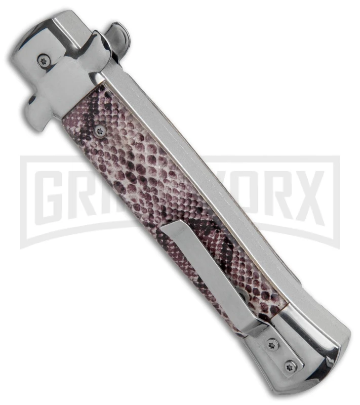 Mago 9" Diamondback Italian Stiletto OTF Automatic Knife - Satin Plain 5 Mago 9" Diamondback Italian Stiletto OTF Automatic Knife - Satin Plain - Image 3