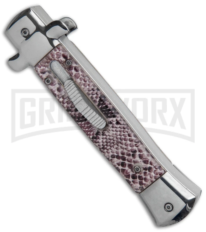 Mago 9" Diamondback Italian Stiletto OTF Automatic Knife - Satin Plain 4 Mago 9" Diamondback Italian Stiletto OTF Automatic Knife - Satin Plain - Image 2