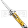 Mago 4.75" Mini Stiletto OTF Automatic Knife - Yellow Marble 1 Mago 4.75" Mini Stiletto OTF Automatic Knife - Yellow Marble -Best Knife Shop Mago Mini OTF Stiletto Yellow GX 34273 jr large