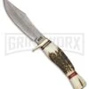 Marble's Sapling Skinner Brown Stag Fixed Blade Knife - Damascus Plain -Best Knife Shop Marbles Sapling Skinner Brown Stag Damascus plain BHQ 57390 er large