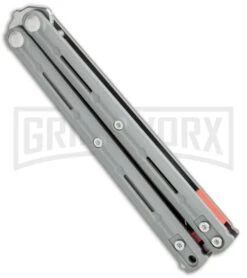 Maxace Knives Balisong Serpent Striker II Gray G-10 - Satin Drop Point Plain -Best Knife Shop Maxace Knives Balisong Serpent Striker II Grey G 10 Satin DP BHQ 120305 jr spine large