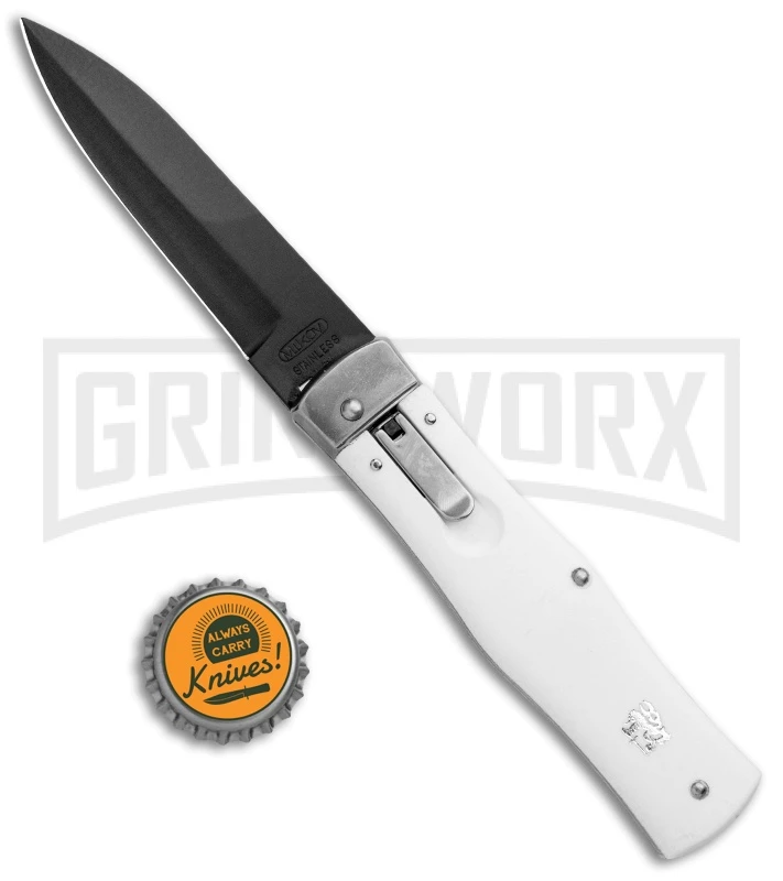 Mikov 241 Predator ABS White Automatic Lever Lock Knife - Black Bayo 6 Mikov 241 Predator ABS White Automatic Lever Lock Knife - Black Bayo - Image 4