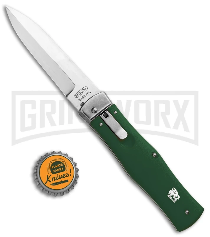 Mikov 241 Predator ABS Green Automatic Lever Lock Knife - Bayo Polish Plain 6 Mikov 241 Predator ABS Green Automatic Lever Lock Knife - Bayo Polish Plain - Image 4