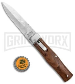 Mikov 241 Predator Cocobolo Automatic Lever Lock Knife - Bayo Damascus -Best Knife Shop Mikov 241 Predator LL Bayo Auto Cocovolo Damascus BHQ 104155 jr bottlecap large