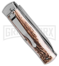 Mikov 241 Predator Stag Automatic Lever Lock Knife W/ Saw & Pocket Clip 7 Mikov 241 Predator Stag Automatic Lever Lock Knife W/ Saw & Pocket Clip -Best Knife Shop Mikov 241 Predator Lever Lock Automatic Knife w Saw and Clip Stag 3.75in Polish BHQ 183428 hd side large