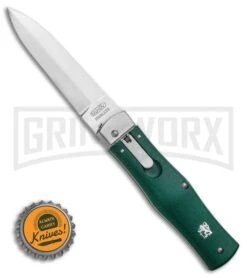 Mikov 241 Predator ABS Green Auto Lever Lock Knife - Satin Plain Pocket Clip -Best Knife Shop Mikov 241 Predator Leverlock Automatic Knife ABS Green 3.75 Polish Pocket Clip BHQ 117829 LS Bottlecap large