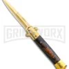 Milano 9" Stiletto Gold/Brown Acrylic Automatic Knife - Bayonet -Best Knife Shop Milano 9in Gold Italian Stiletto Gold Brown Acrylic Auto Bayo Gold GX 36256 jr large