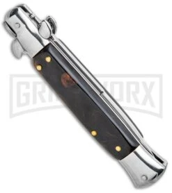 Milano 9" Italian Stiletto Brown Acrylic Automatic Knife - Bayonet Satin 9 Milano 9" Italian Stiletto Brown Acrylic Automatic Knife - Bayonet Satin -Best Knife Shop Milano 9in Italian Stiletto Brown Acrylic Auto Bayo Satin GSE019MBRN GX 33526 jr side large