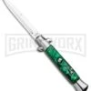 Milano 9" Italian Stiletto Green Swirl Automatic Knife - Bayonet Satin -Best Knife Shop Milano 9in Italian Stiletto Green Swirl Auto Bayo GSE019MGRN GX 33524 jr large