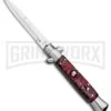 Milano 9" Italian Stiletto Red Swirl Automatic Knife - Bayonet Satin 1 Milano 9" Italian Stiletto Red Swirl Automatic Knife - Bayonet Satin -Best Knife Shop Milano 9in Italian Stiletto Red Swirl Auto Bayo Satin GSE019MRD GX 33536 jr large