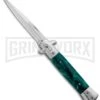 Milano 9" Stiletto Green Swirl Automatic Knife - Bayonet -Best Knife Shop Milano 9in Stiletto Green Swirl Auto Bayo GX 35313 jr large