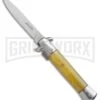 Milano Classic Yellow Stiletto-Style Spring Assisted Knife - Satin Flat -Best Knife Shop Milano Yellow Stiletto style satin flat BP 20189 er large