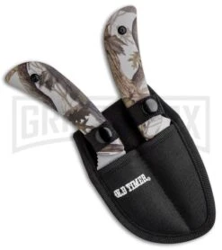 Schrade Old Timer Snowblind Camo 2-Piece Fixed Blade Hunting Knife Set -Best Knife Shop Old Timer Snowblind Camo 2 Piece Set 1085928 BHQ 87011 jr sheath large