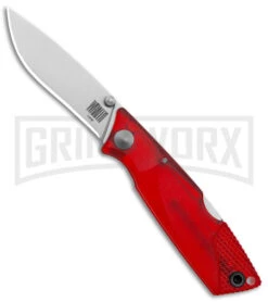 Ontario Wraith Ice Series Fire Red GFN Lockback Folding Knife - Satin Plain