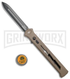 Paragon Estiletto Dark Earth Bolt Automatic OTF Knife - Black Spear Point -Best Knife Shop Paragon Estiletto SP OTF Auto Black Lightning Bolt Dark Earth Black BHQ 137456 jr bottlecap large