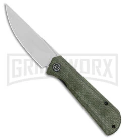 Petrified Fish Viking Green Micarta Liner Lock Knife - Satin Plain