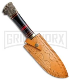 Precursor S6 Stag Fixed Blade Knife - Damascus Plain 8 Precursor S6 Stag Fixed Blade Knife - Damascus Plain -Best Knife Shop Precursor S6 Stag Damascus Plain BP 18026 jr sheath large