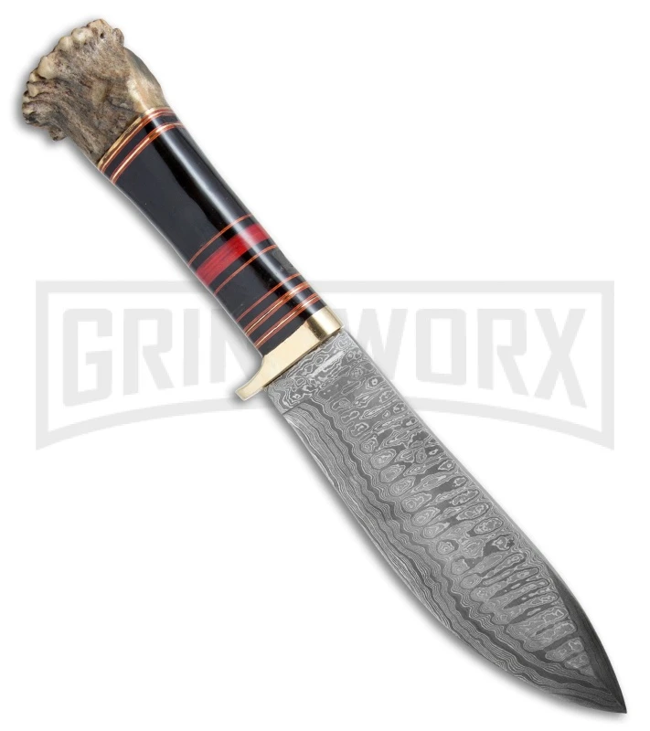 Precursor S6 Stag Fixed Blade Knife - Damascus Plain 4 Precursor S6 Stag Fixed Blade Knife - Damascus Plain - Image 2