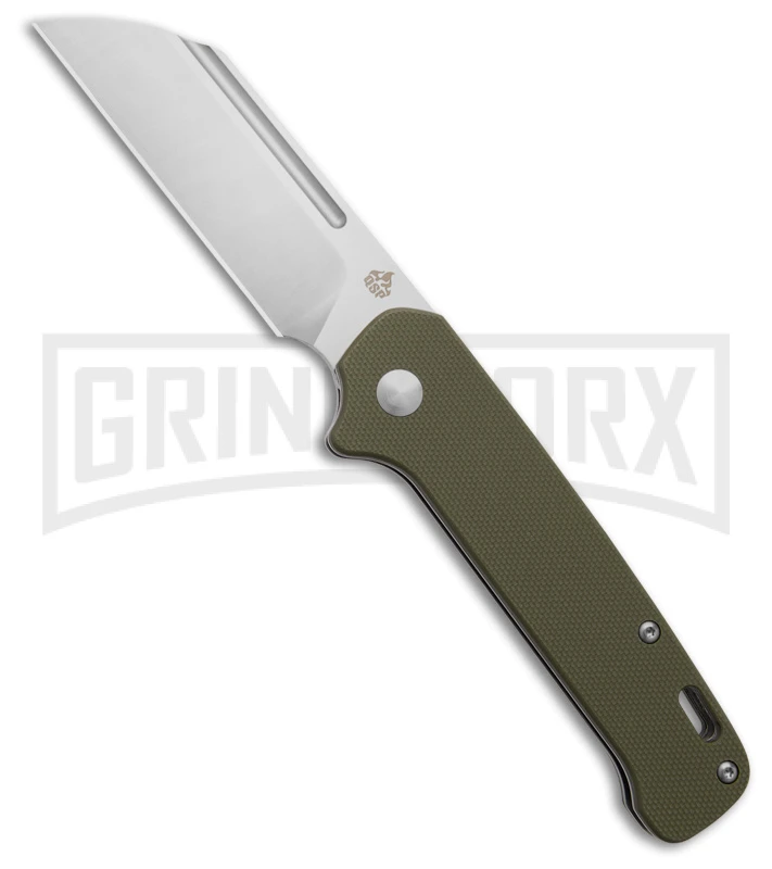 QSP Penguin Green G-10 Slip Joint Knife Sheepsfoot - Satin Plain 3 QSP Penguin Green G-10 Slip Joint Knife Sheepsfoot - Satin Plain