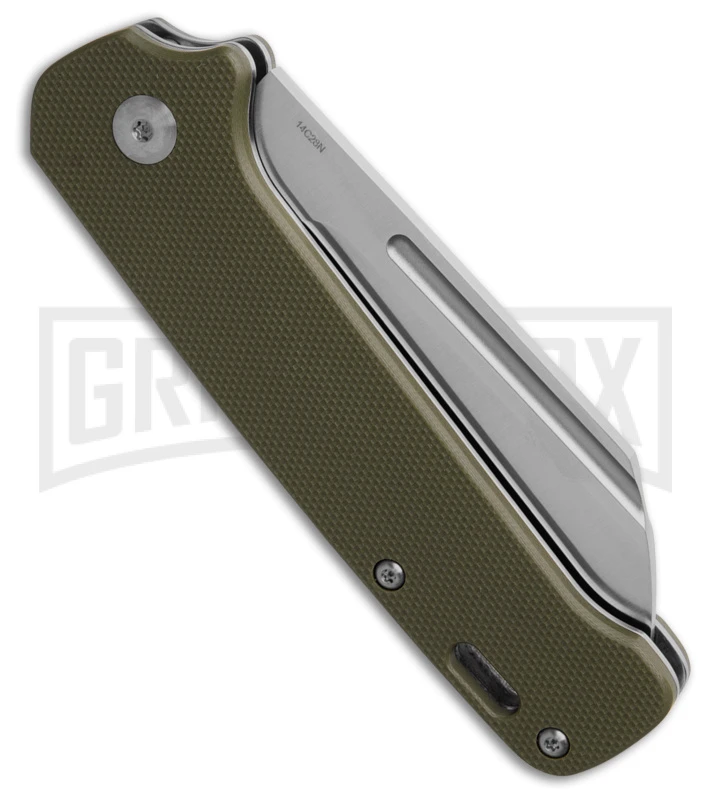 QSP Penguin Green G-10 Slip Joint Knife Sheepsfoot - Satin Plain 5 QSP Penguin Green G-10 Slip Joint Knife Sheepsfoot - Satin Plain - Image 3
