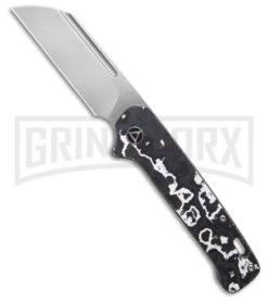QSP Penguin Black/White Fat Carbon Slip Joint Knife - Stonewash Plain