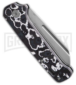 QSP Penguin Black/White Fat Carbon Slip Joint Knife - Stonewash Plain -Best Knife Shop QSP Penguin Slip Joint Knife BHQ 188503 td side large