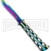 Monarch Integral Black Balisong Butterfly Knife - Spectrum Plain -Best Knife Shop Rainbow Balisong Butterfly Knife GX 37611 td large