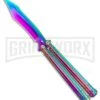 Rainbow Balisong Tanto Compound Butterfly Knife - Rainbow Plain -Best Knife Shop Rainbow Bone Balisong DP Compound Butterfly Knife BF 201 2 GX 37590 jr large