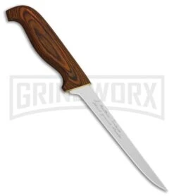 Rapala Presentation Fillet Brown Birch Wood Fixed Blade Knife - Mirror Plain
