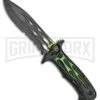 Rite Edge Dead Walker Green Fixed Blade Knife - Black Stonewash Serr -Best Knife Shop Rite Edge Dead Walker Green Black SW BP 20404 jr large